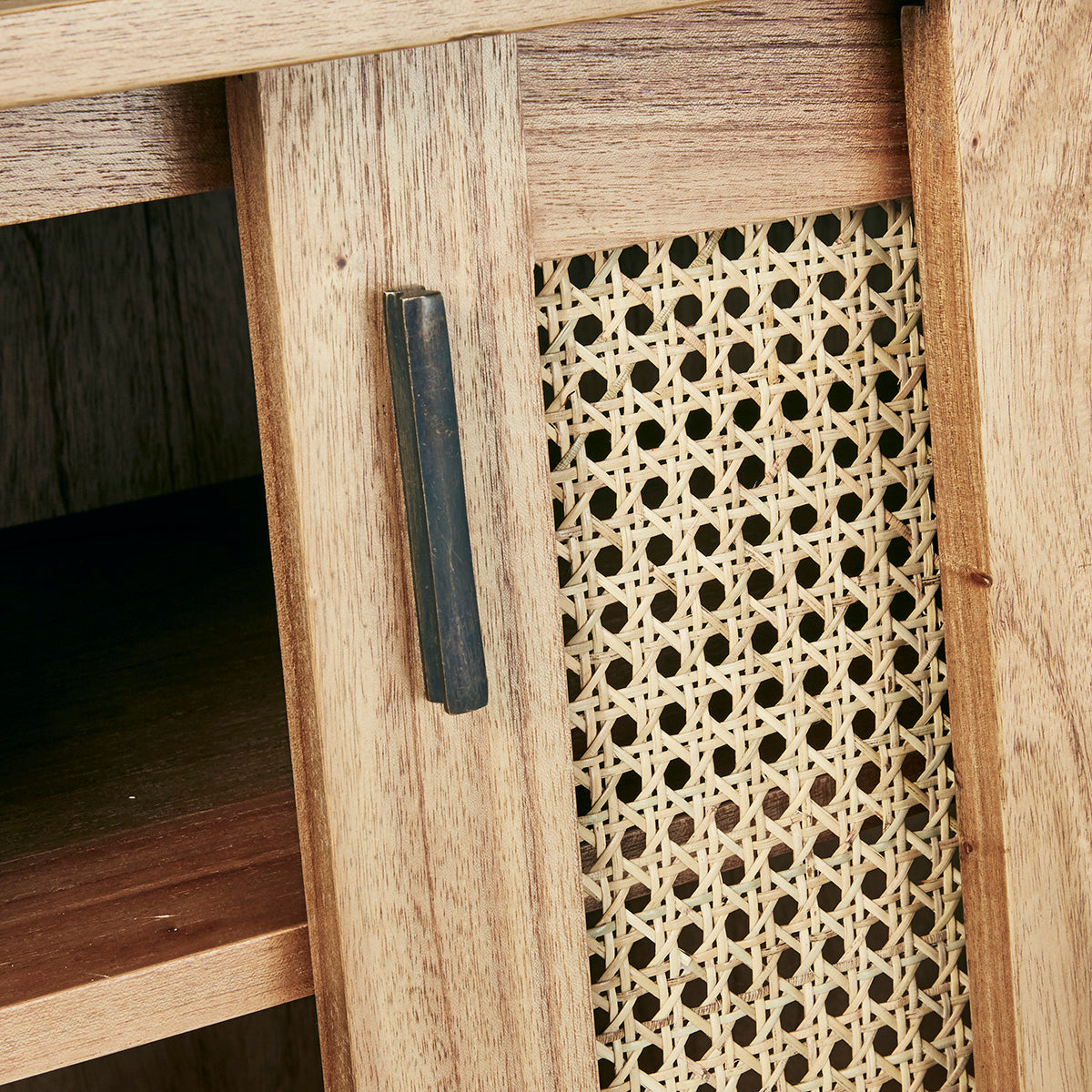 AUBIN - Kommode aus massivem Mindi und Rohrgeflecht 100 cm