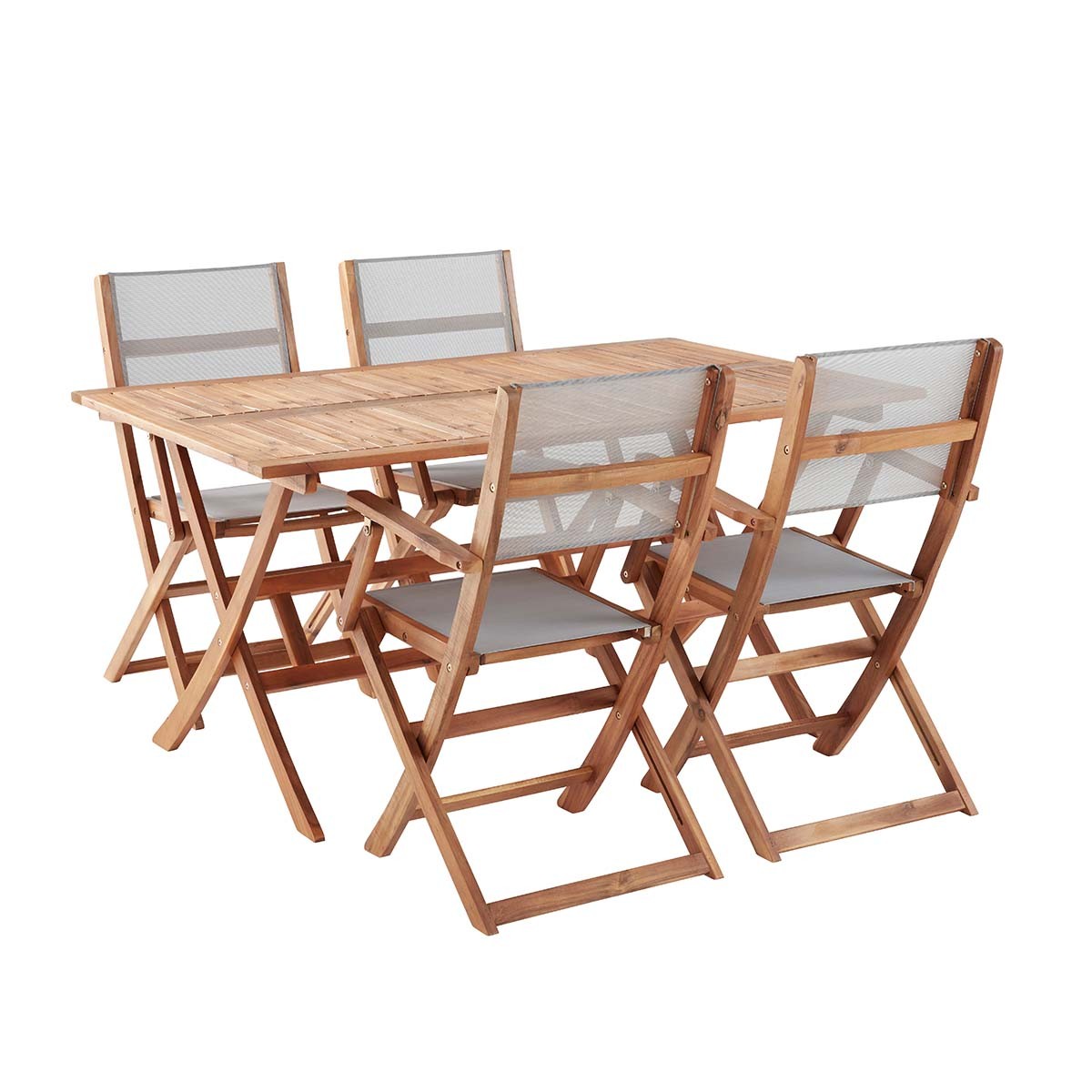 HANOÏ - Gartenmöbel aus Akazienholz und grauem Textilene 4  Sitze