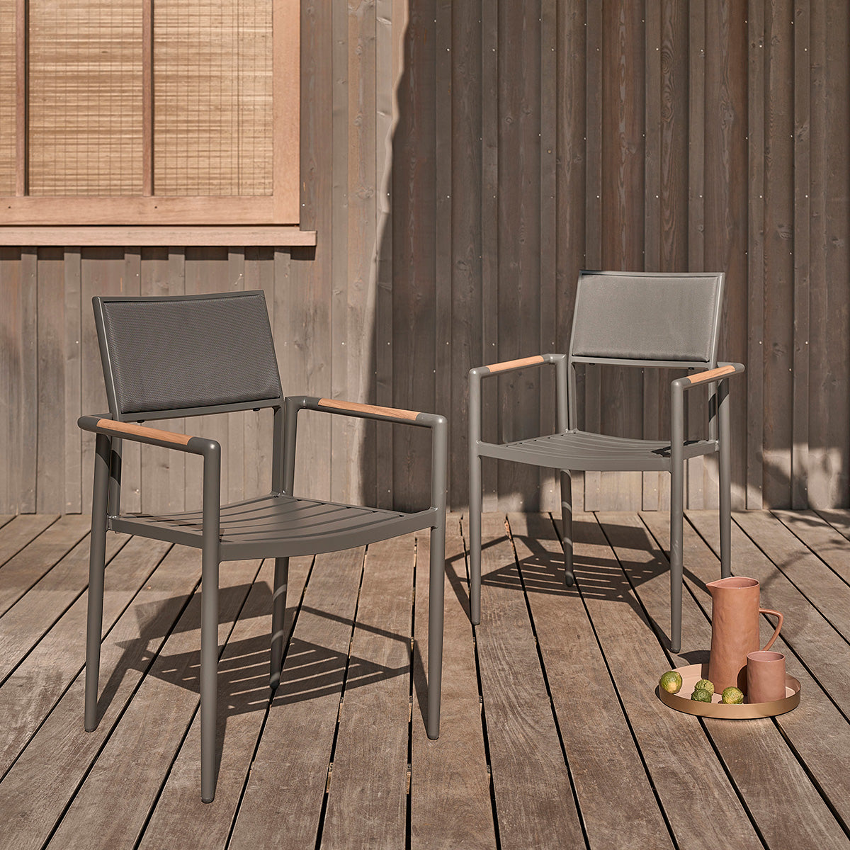 SIENA - Gartensessel aus massivem Teakholz und Aluminium (Set von 2)