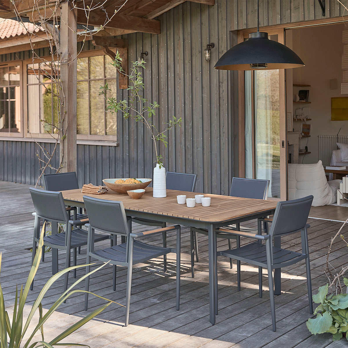 SIENA - Gartenmöbel aus massivem Teakholz und Aluminium 6/8 pers.