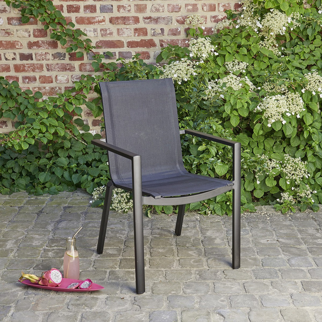 BALISTAR - Gartensessel aus Aluminium und grauem Textilene