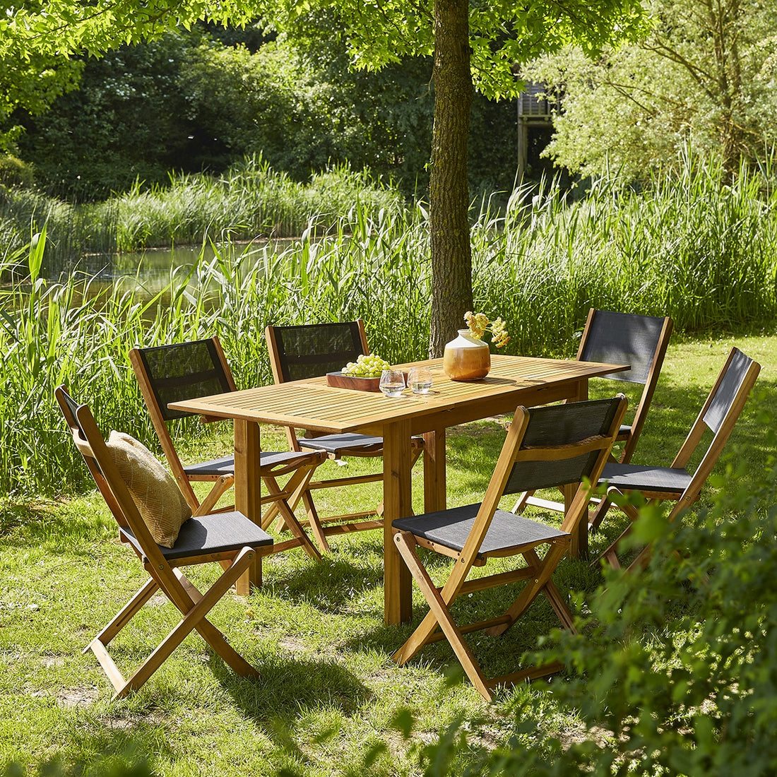 HANOÏ - Ausziehbare Gartenlounge aus Akazie 6/8 Sitze