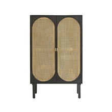 Schrank aus massivem Mangoholz und mit Rohrgeflecht 90 cm