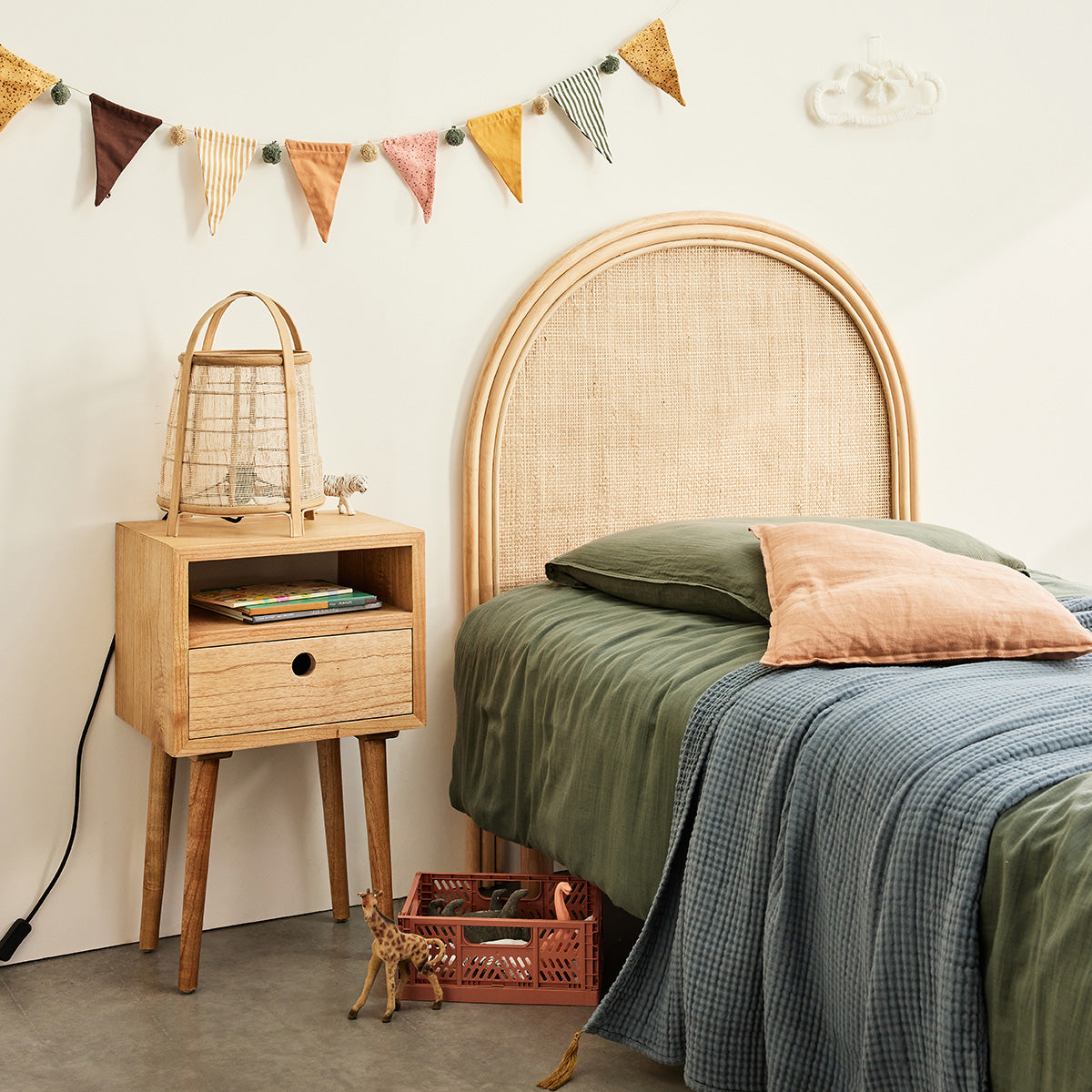 JANE - Kopfteil aus Rattan und Rohrgeflecht 90 cm