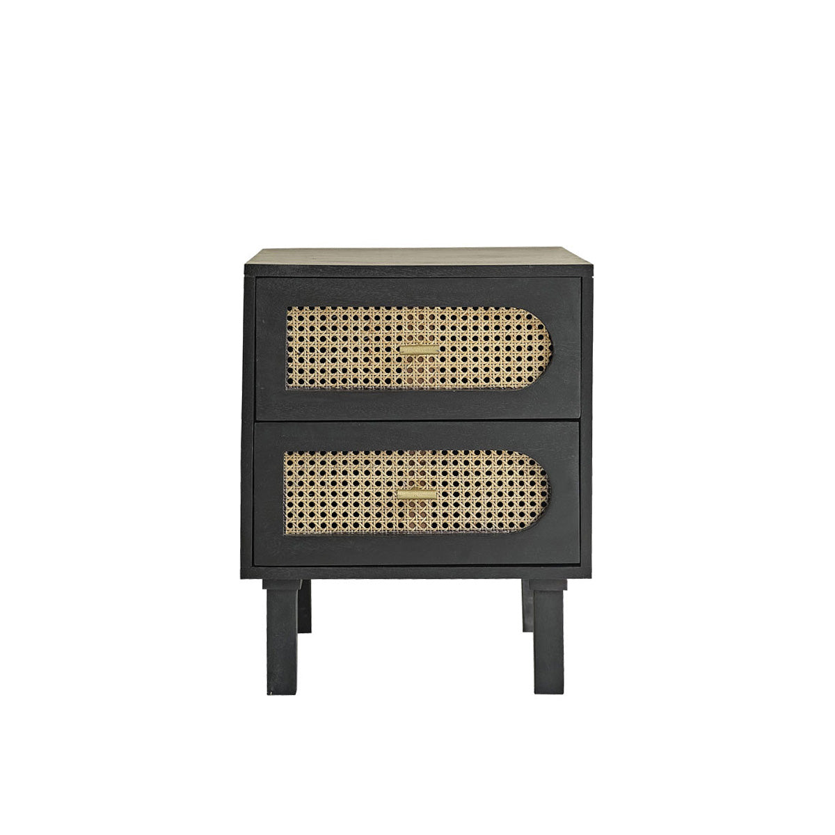 ZULMA - Nachttisch aus massivem Mangoholz und Rohrgeflecht 45 cm