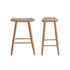 Set aus 2 Barhockern aus massivem Teakholz und greigefarbenem Samt, 65 cm (Kombination aus Grau und Beige)