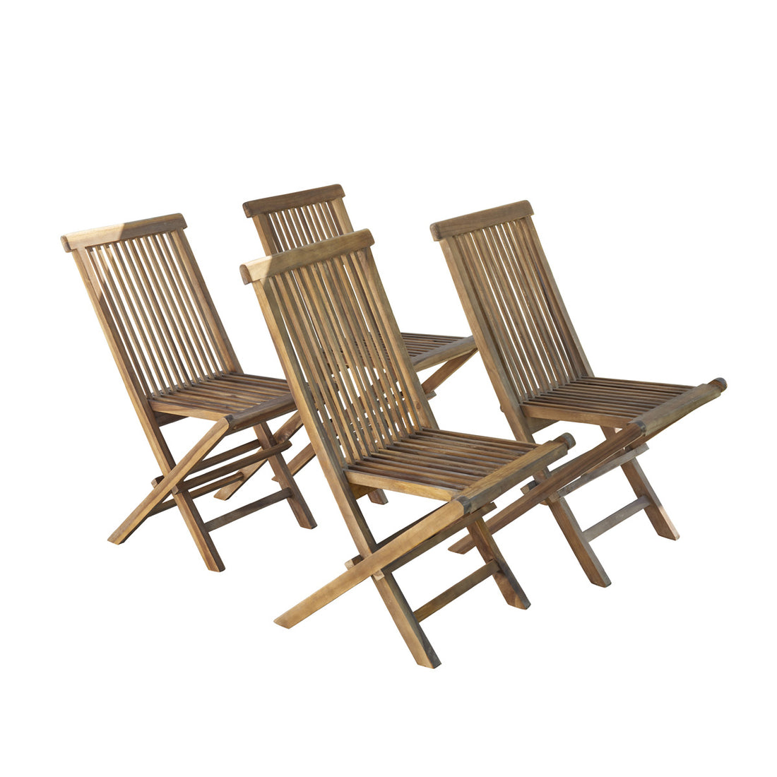 BALI - Klappbarer Gartenstuhl aus massivem geöltem Teakholz (4er Set)