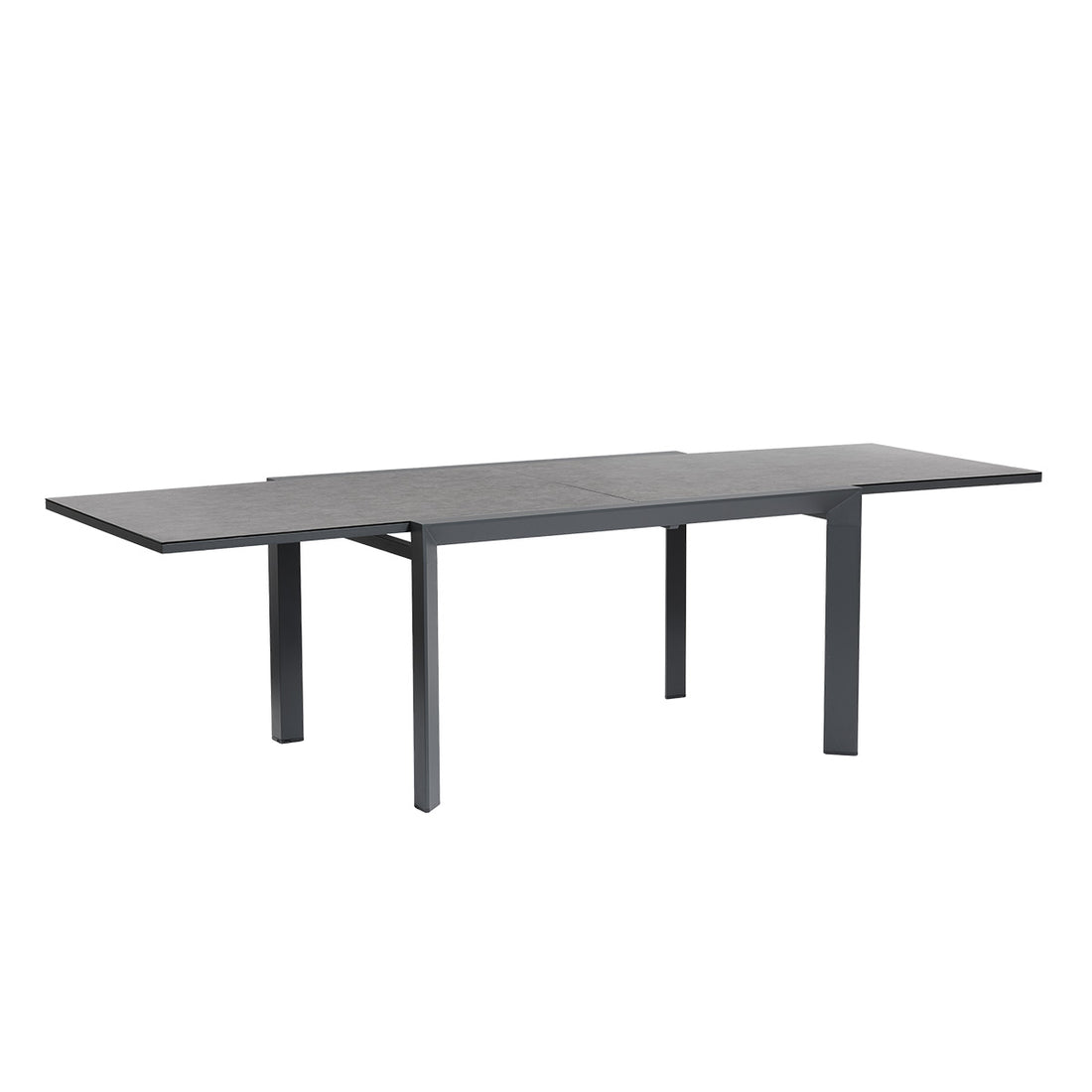 LAGON - Ausziehbarer Gartentisch aus Aluminium und Glas, grau, für 6–10 Personen