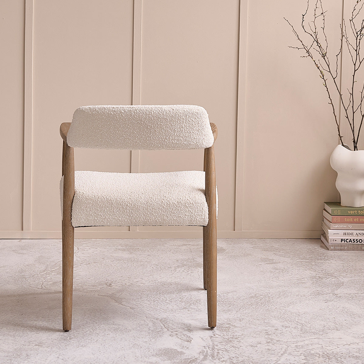 LUISA - Stuhl aus Eichenholz und Bouclé-Stoff