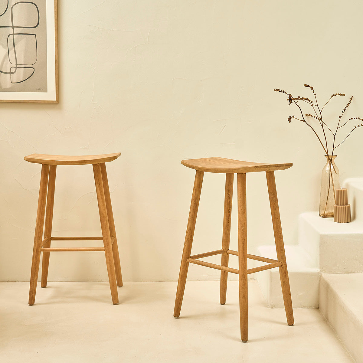 AMBRE - Hocker aus massivem Teakholz 75 cm