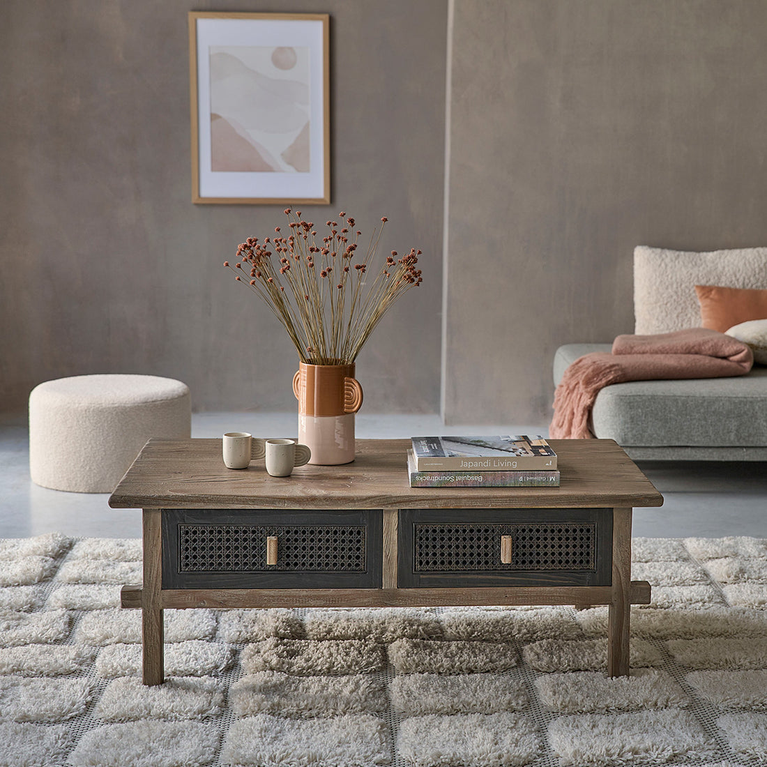 JUNKO - Couchtisch aus recyceltem massivem Holz 110 cm