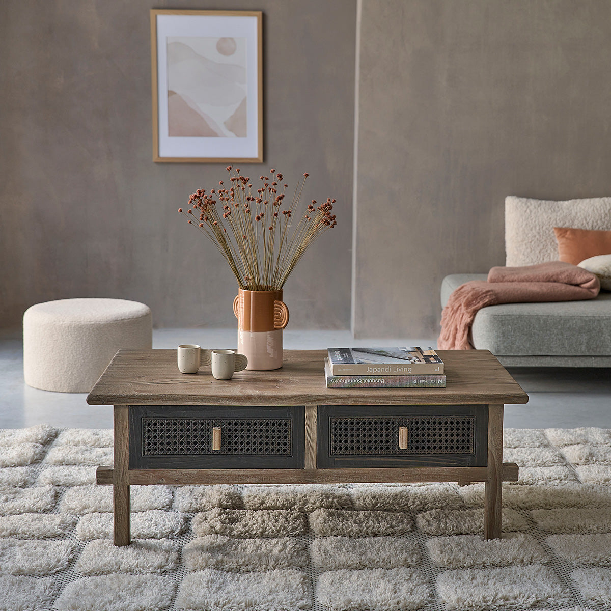 JUNKO - Couchtisch aus recyceltem massivem Holz 110 cm