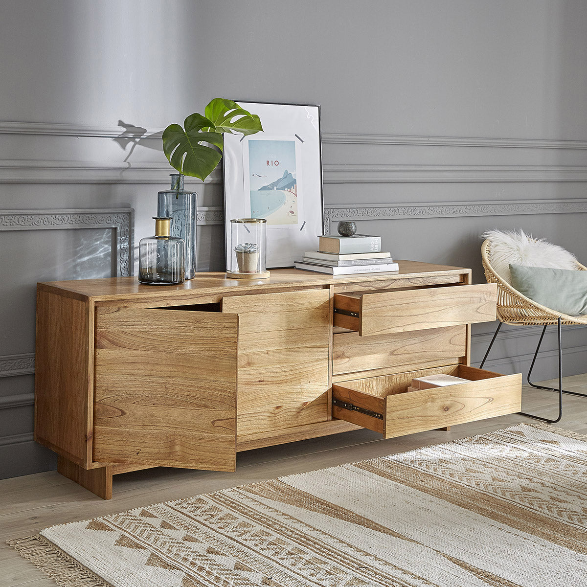 TILO - Kommode aus massivem Mindi 180 cm