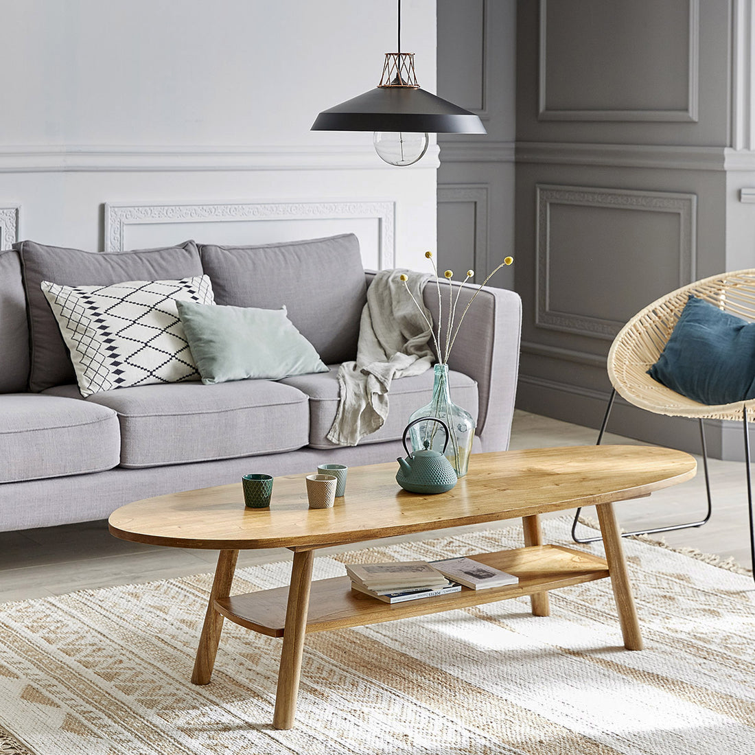 TILO - Couchtisch aus massivem Mindi-Holz 160 cm