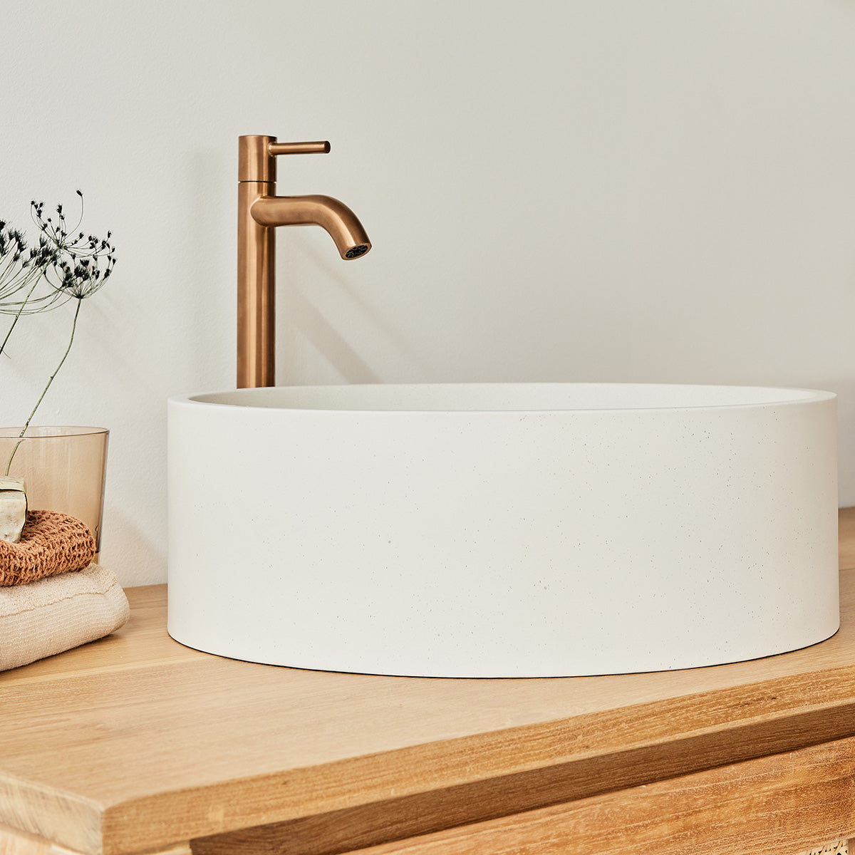 LENA - Washbecken aus Beton, beige, Ø37 cm