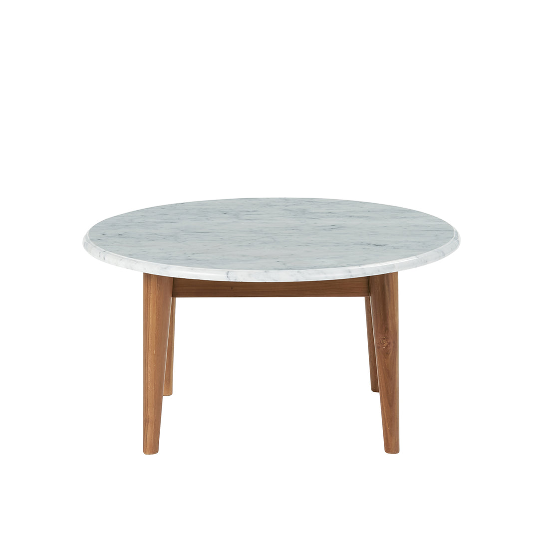 Couchtisch aus Marmor und massivem Teakholz Ø 70 cm