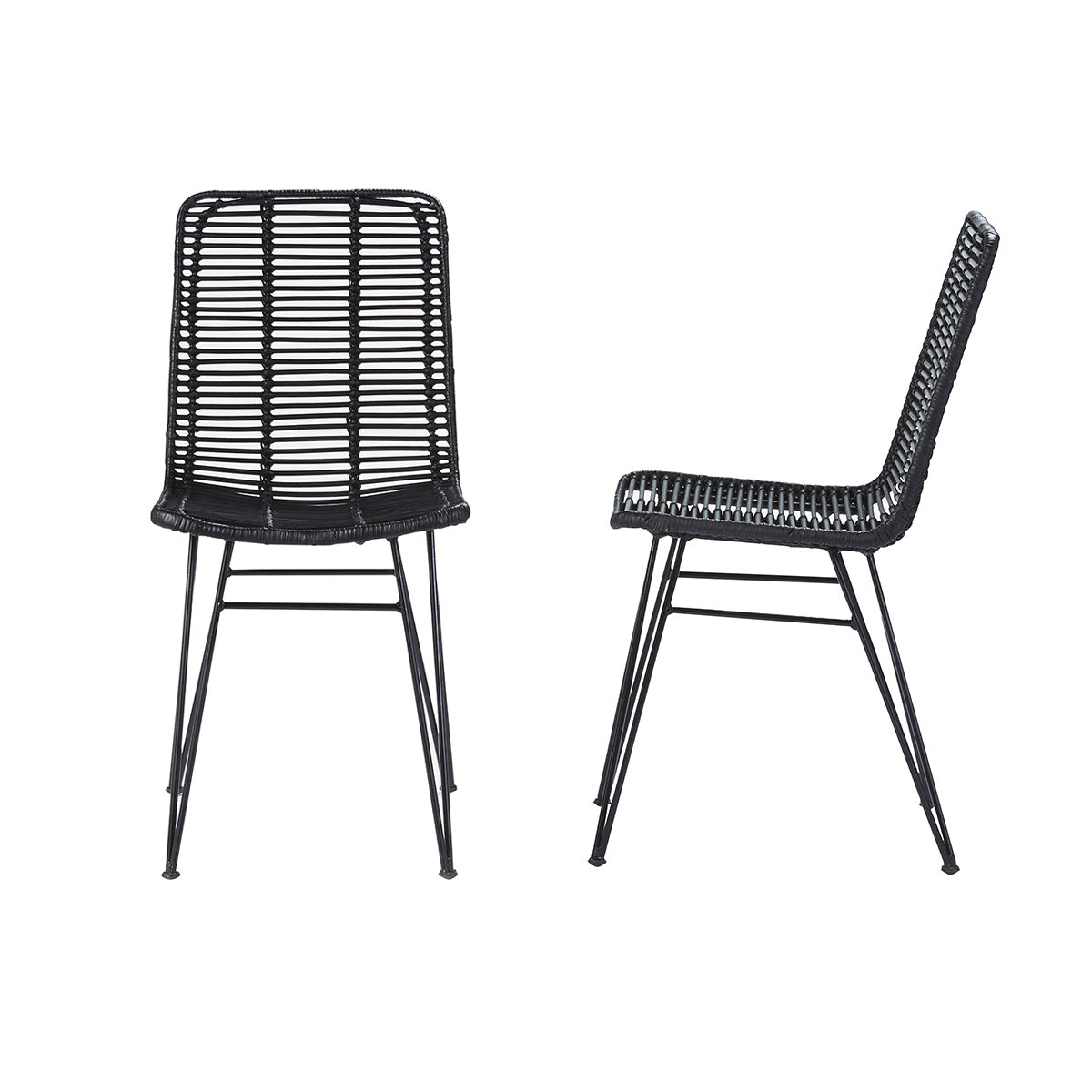 BOHEMA - Set aus 2 Stühlen aus Rattan und Metall schwarz