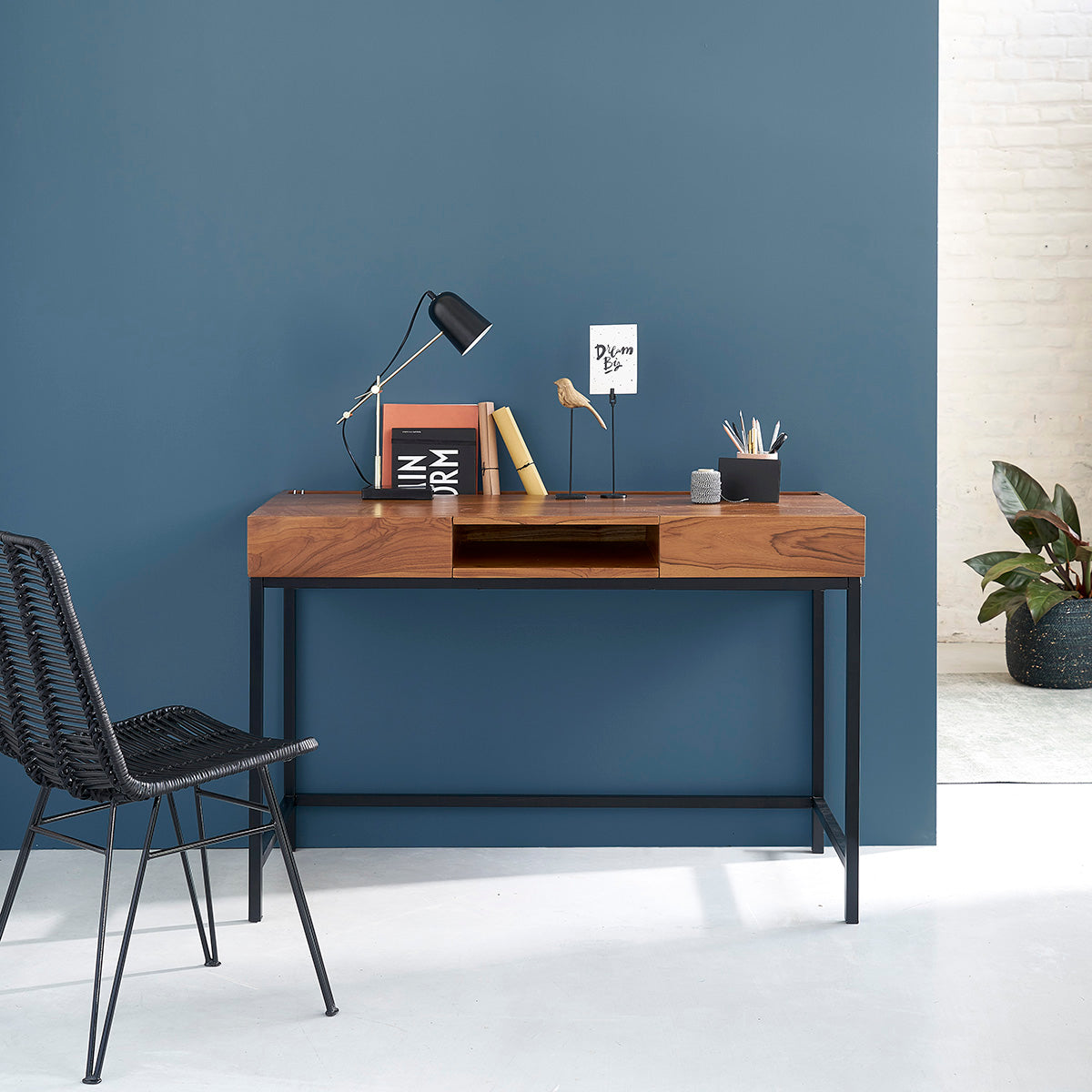 BOHEMA - Set aus 2 Stühlen aus Rattan und Metall schwarz