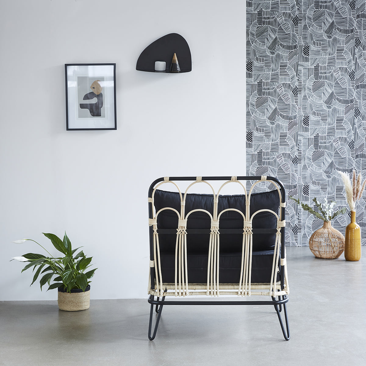 ALBANE - Sessel aus Rattan und Metall