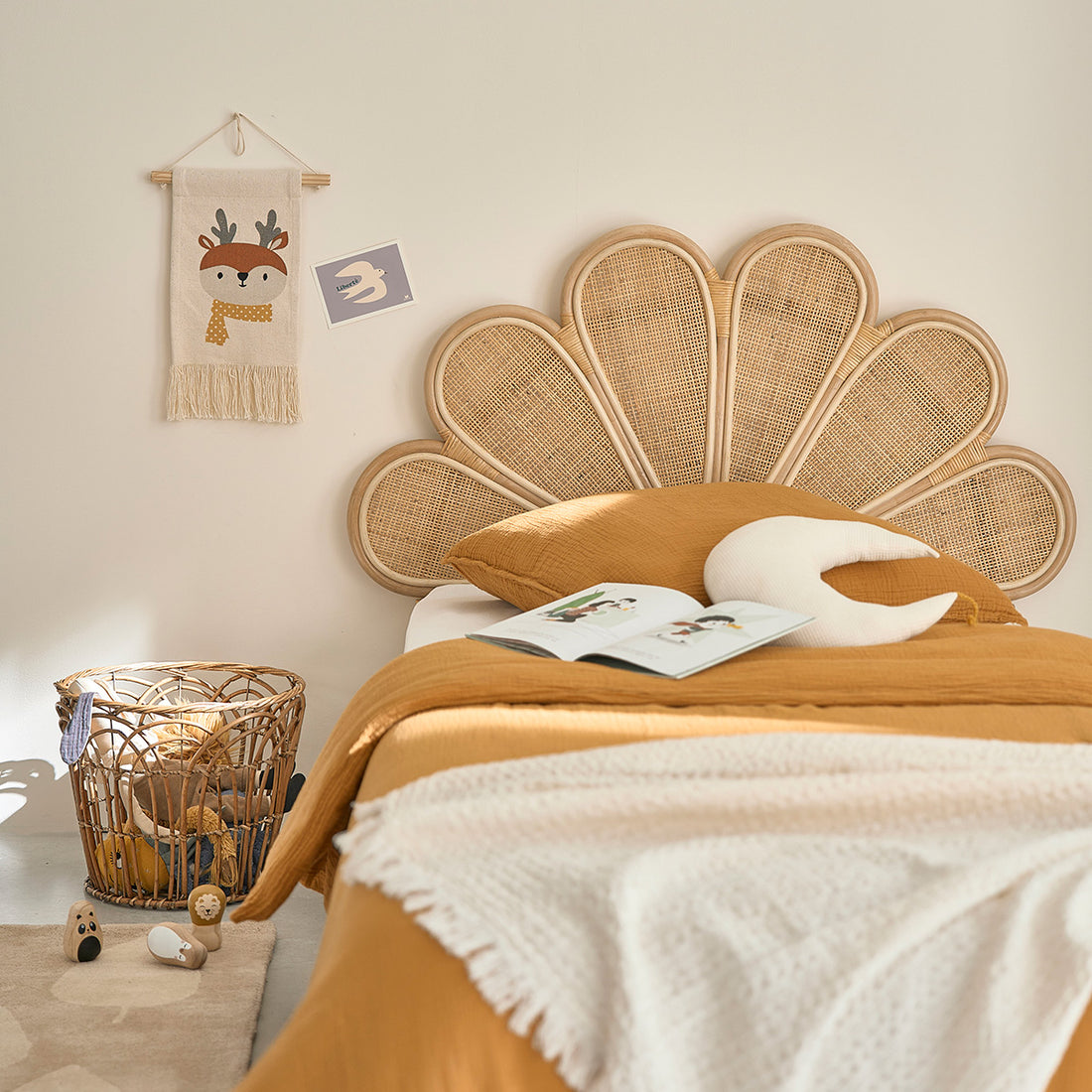 ROMY - Kopfteil aus Rattan und Rohrgeflecht 90 cm