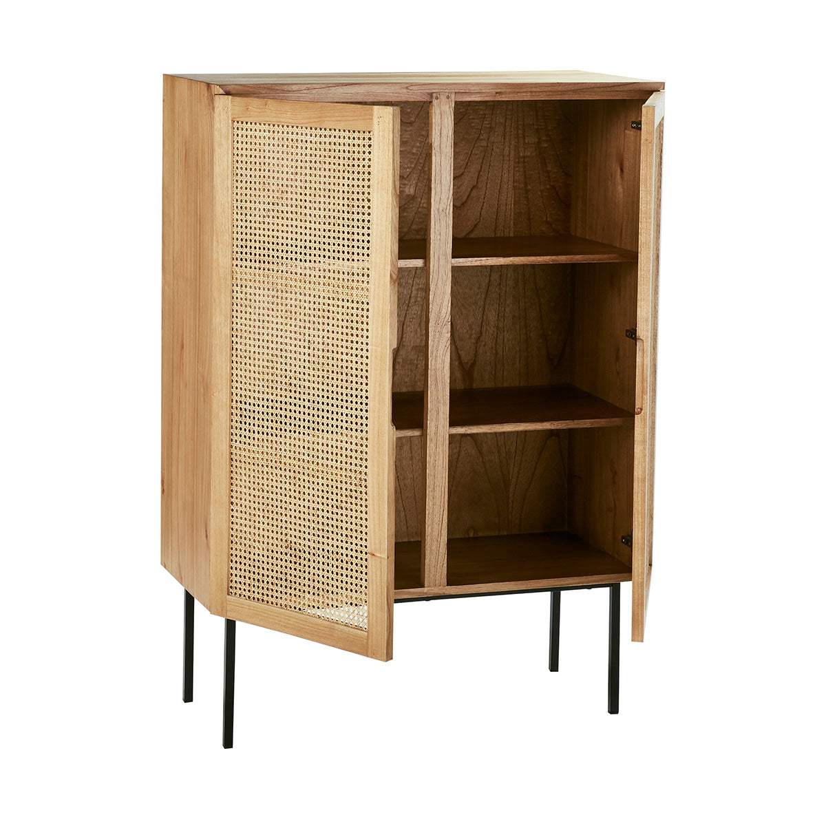 AUBIN - Schrank aus massivem Mindi und Rohrgeflecht 100 cm