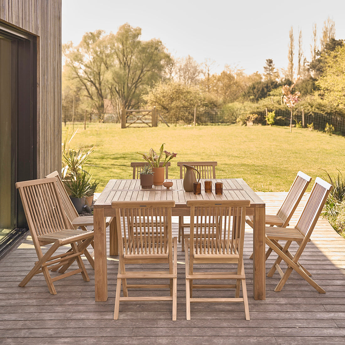MALTE - Ausziehbare  Gartenlounge aus Teakholz 6/ 8 Sitzplätze