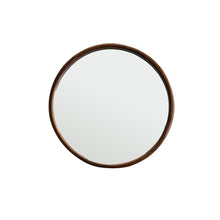Spiegel aus massivem Mindi mit Walnuss-Finish rund Ø50 cm
