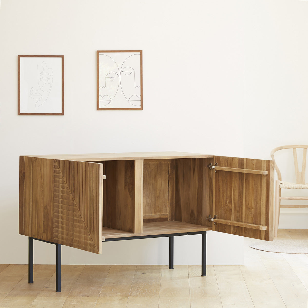 PORTLAND - Buffet aus massivem Teakholz 120 cm