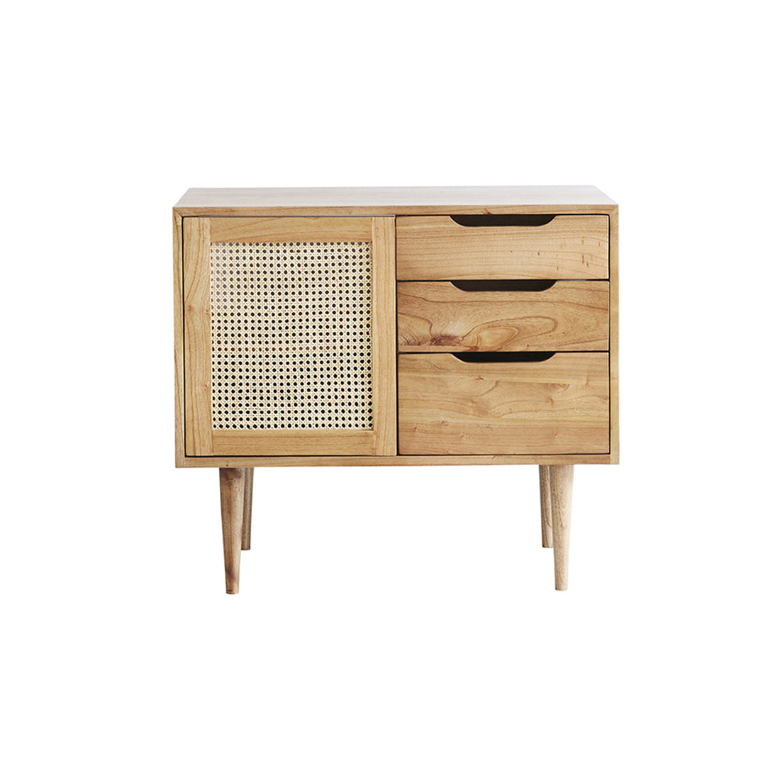 HANA - Waschtischunterschrank aus massivem Mindi und Rohrgeflecht 85 cm