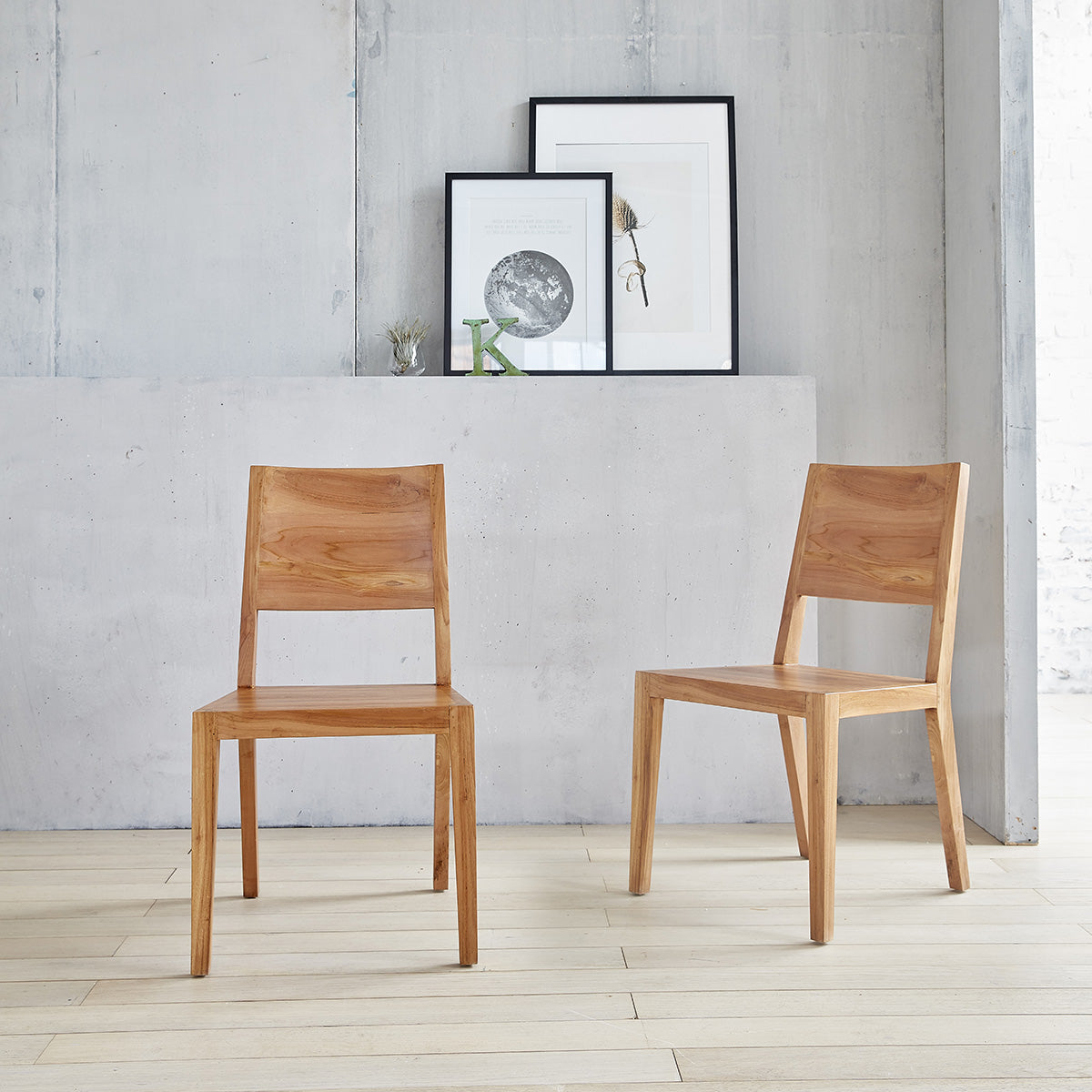 TRISTAN - Set aus 2 Stühlen aus massivem Teakholz