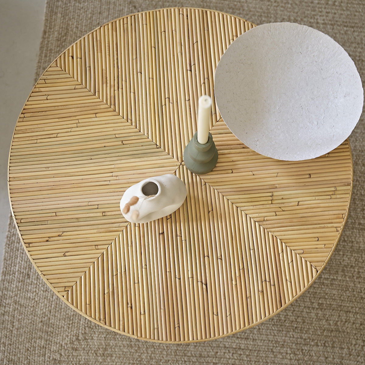 ALMA - Couchtisch aus Rattanrohr Ø 80 cm