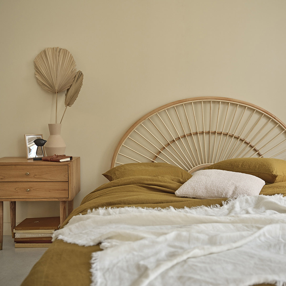 BOHO - Abgerundetes Kopfteil aus Rattan 160 cm