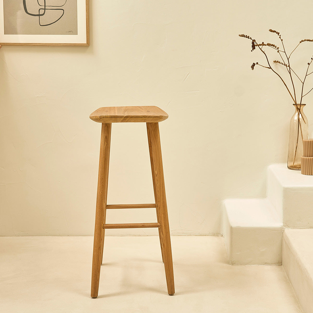 AMBRE - Barhocker aus massivem Teakholz 75 cm