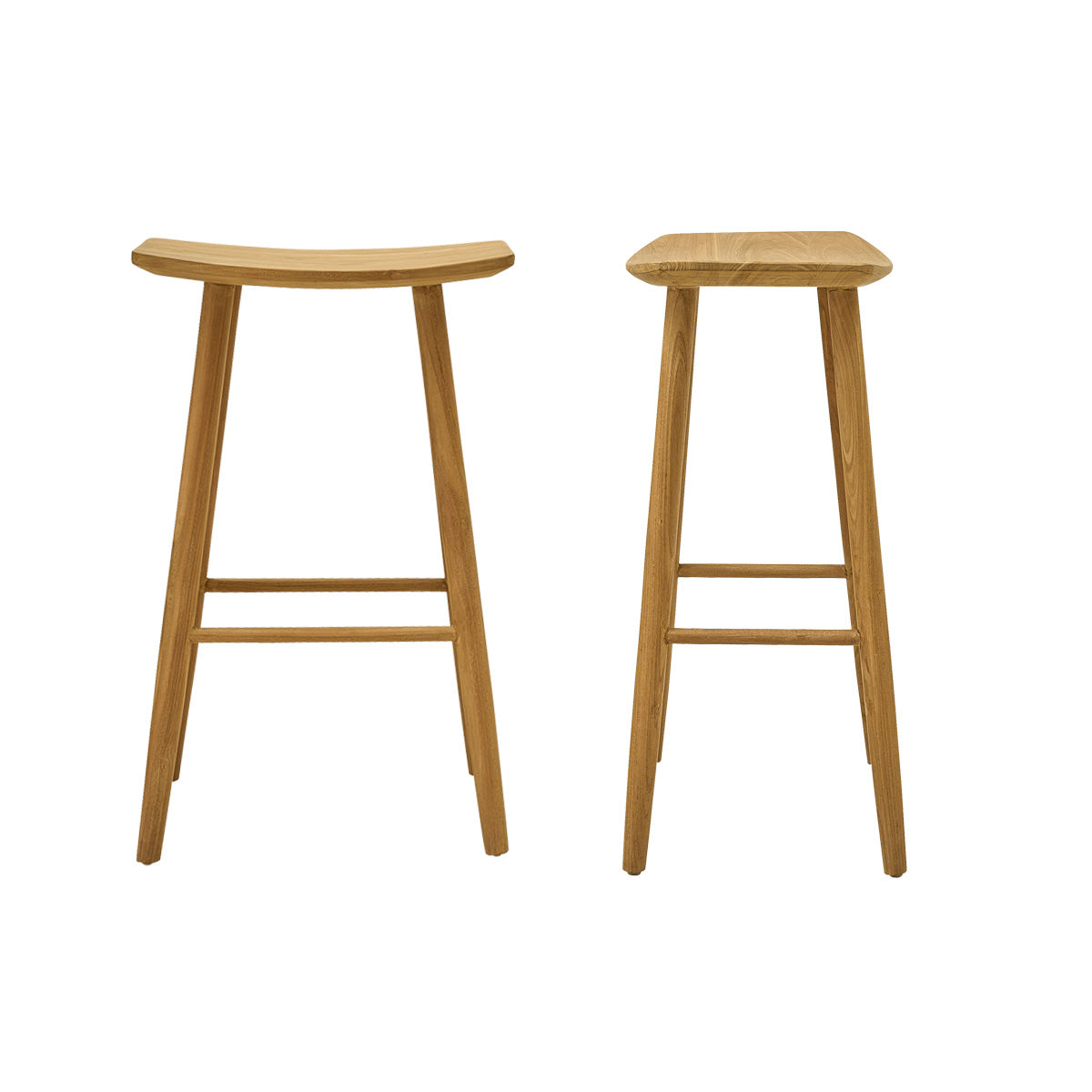 AMBRE - Set aus 2 Barhockern aus massivem Teakholz 75 cm