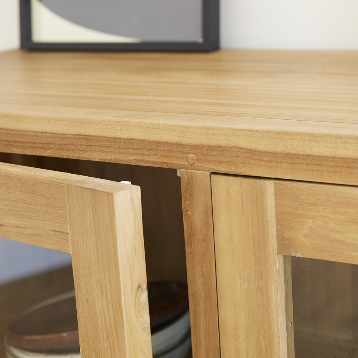 BOSTON - Buffet aus massivem Teakholz und Glas 120 cm