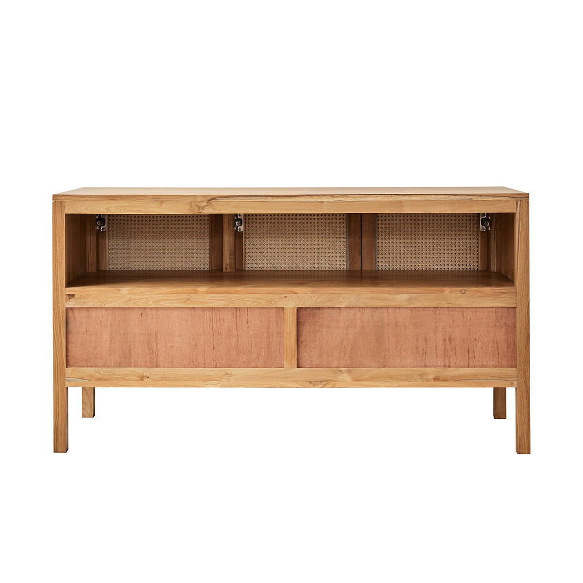 ELIOTT - Waschtischunterschrank aus massivem Teakholz und Rohrgeflecht 145 cm