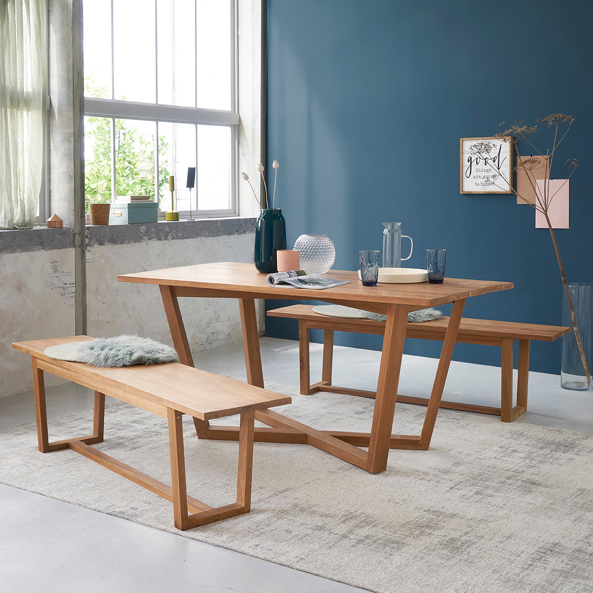 TRISTAN - Bank aus massivem Teakholz 160 cm