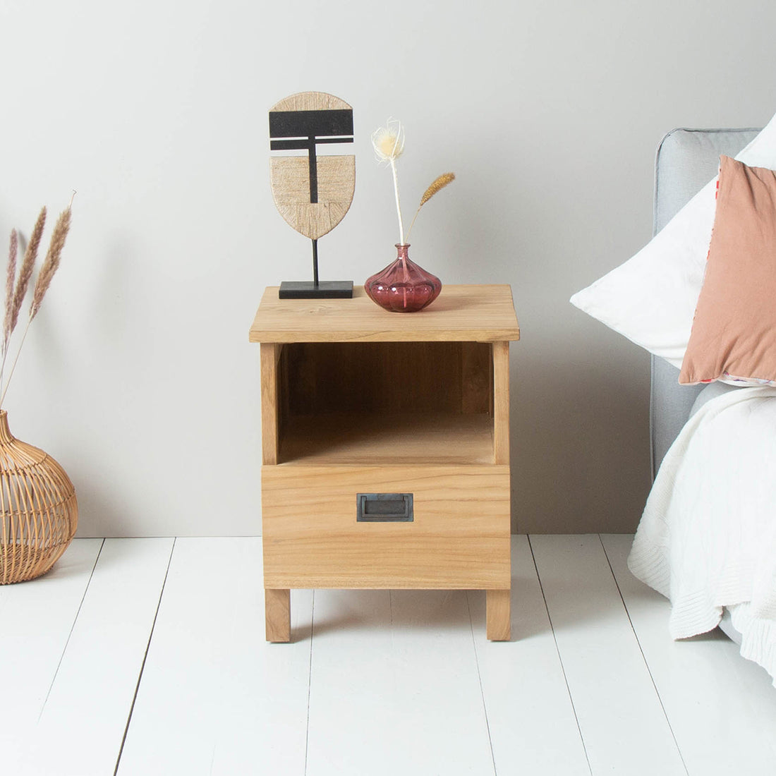 ALDO - Nachttisch aus massivem Teakholz 45 cm