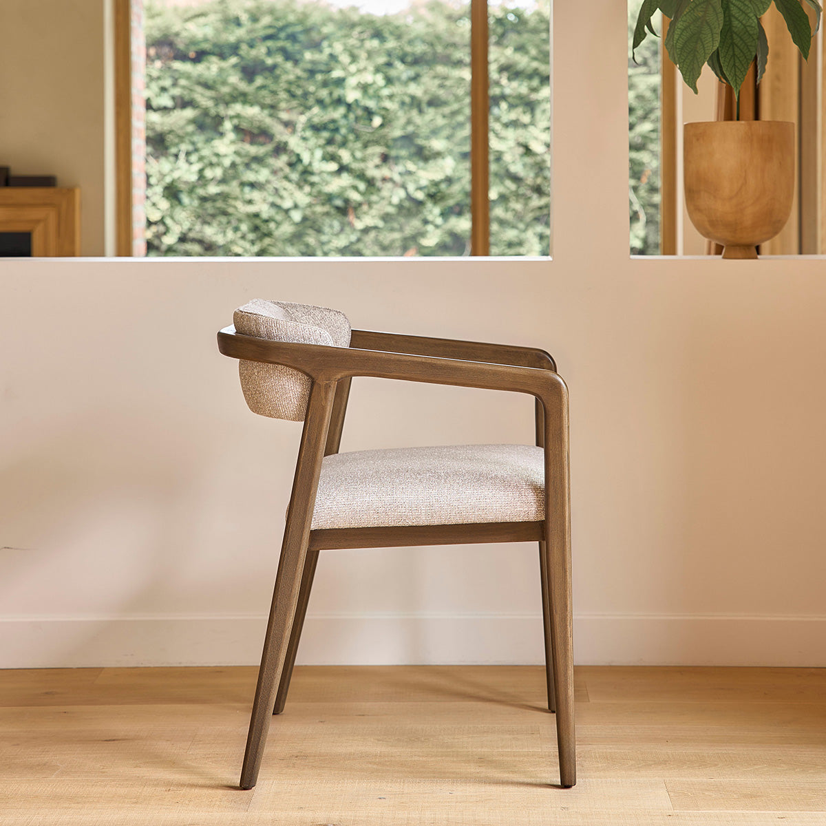 ÉLOI - Set aus 2 Stühlen aus Massivholz und strukturiertem Stoff, cremefarben