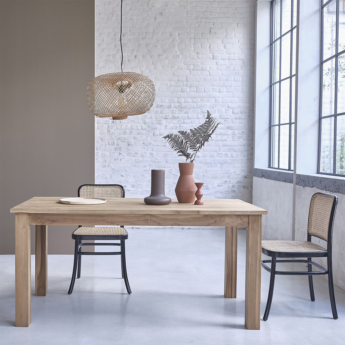 ARON - Set aus 2 Stühlen aus massivem Mahagoni und Rohrgeflecht