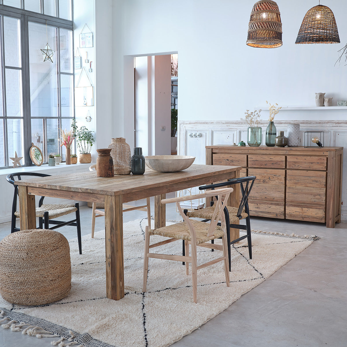 CARGO - Buffet aus massivem recyceltem Teakholz 160 cm