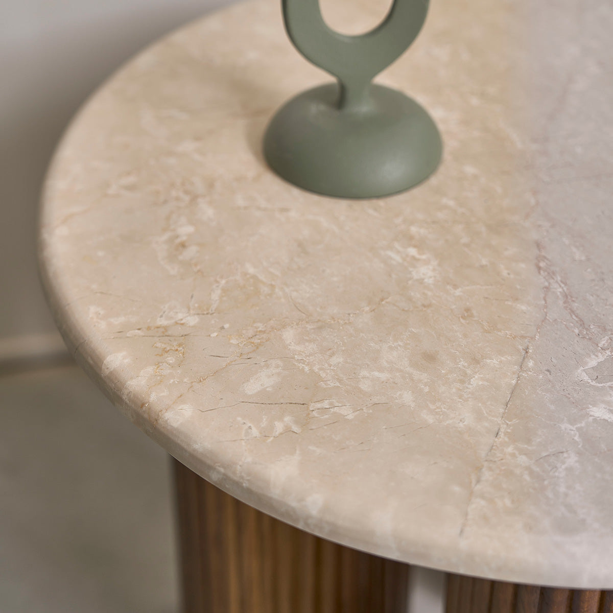 TOSCANE - Beistelltisch aus Mangoholz und Marmor, rund