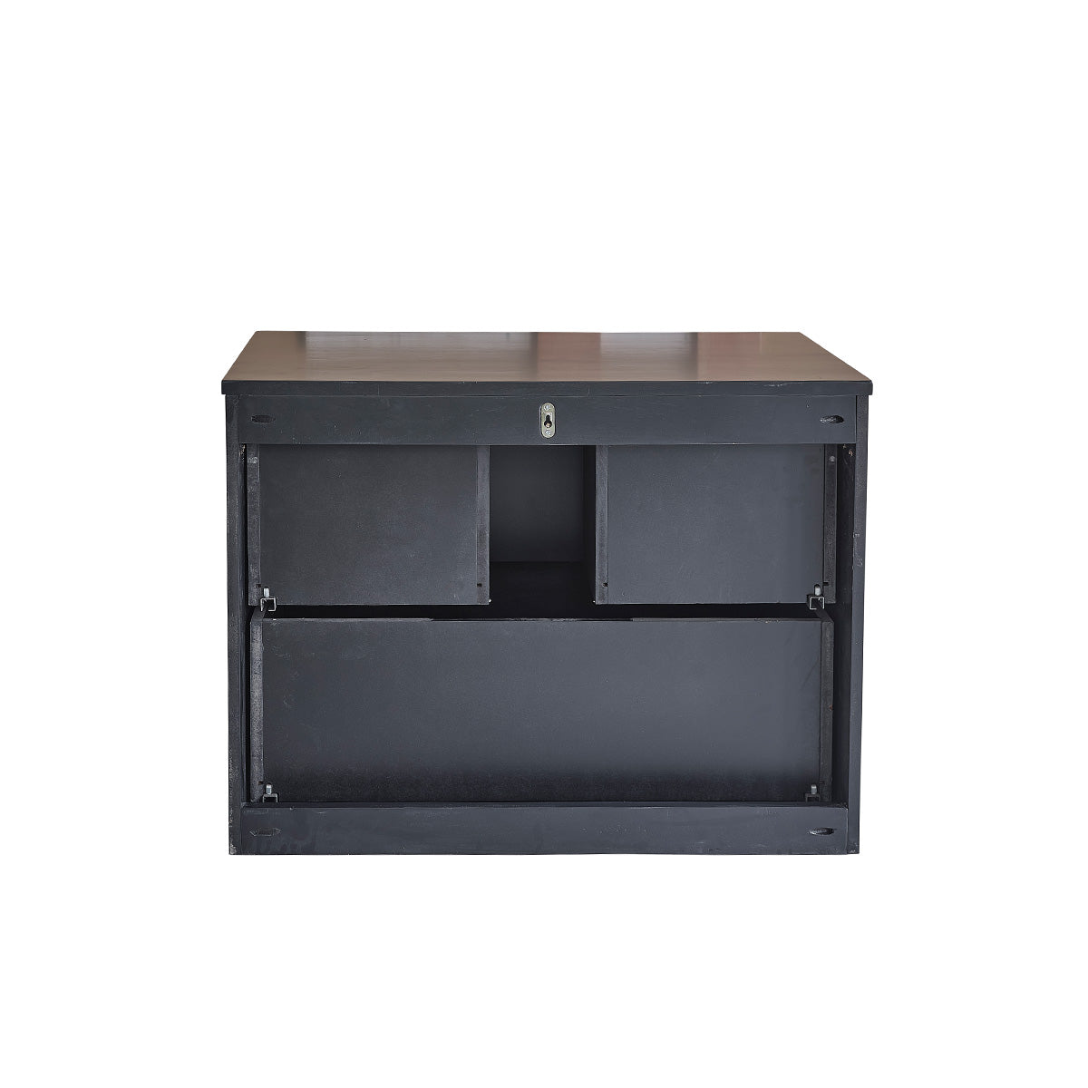 LUNA - Waschtischunterschrank aus massiver Akazie, hängend 80 cm schwarz