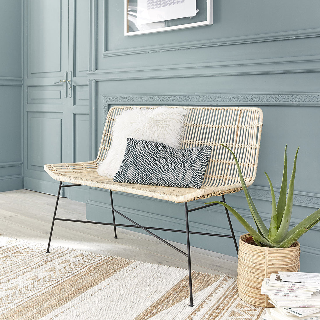 BOHEMA - Sofa aus Rattan und Metall 120