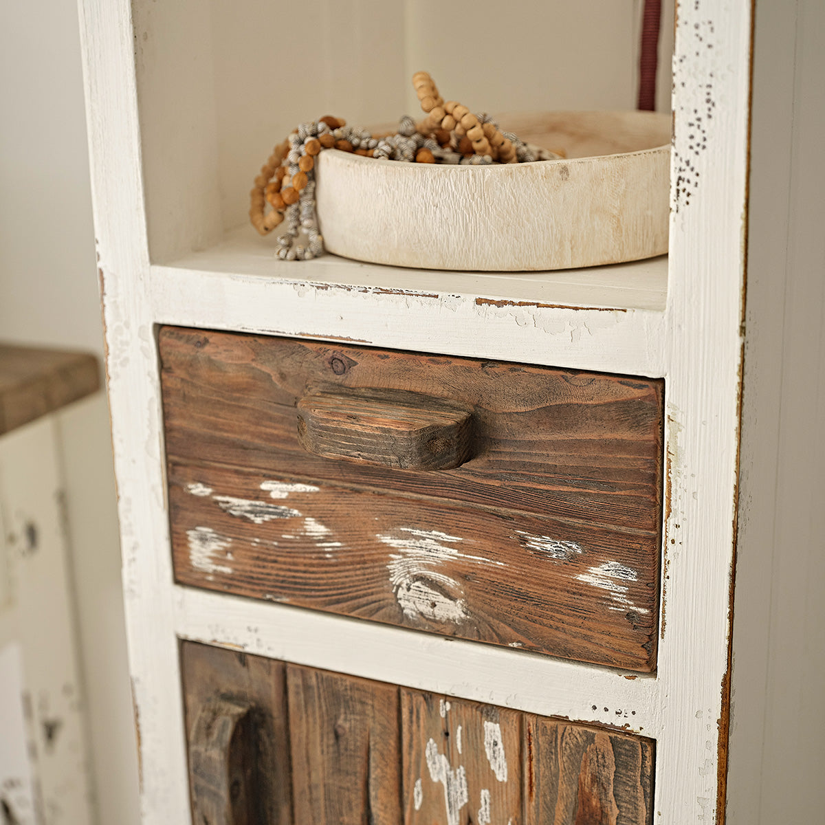 SEZANNE - Badezimmersäule aus recyceltem Massivholz 170 cm