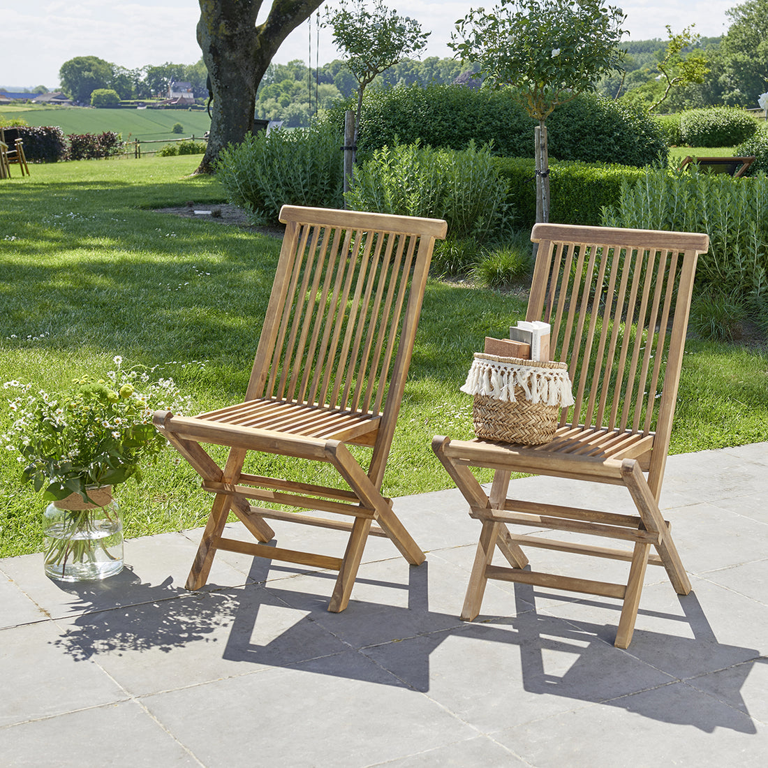 BALI - Klappbarer Gartenstuhl massives geöltes Teakholz (2er Set)