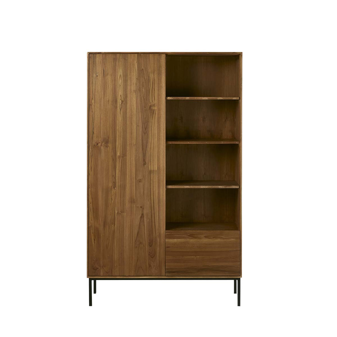 LINA - Schrank aus massivem Teakholz und Metall 110 cm
