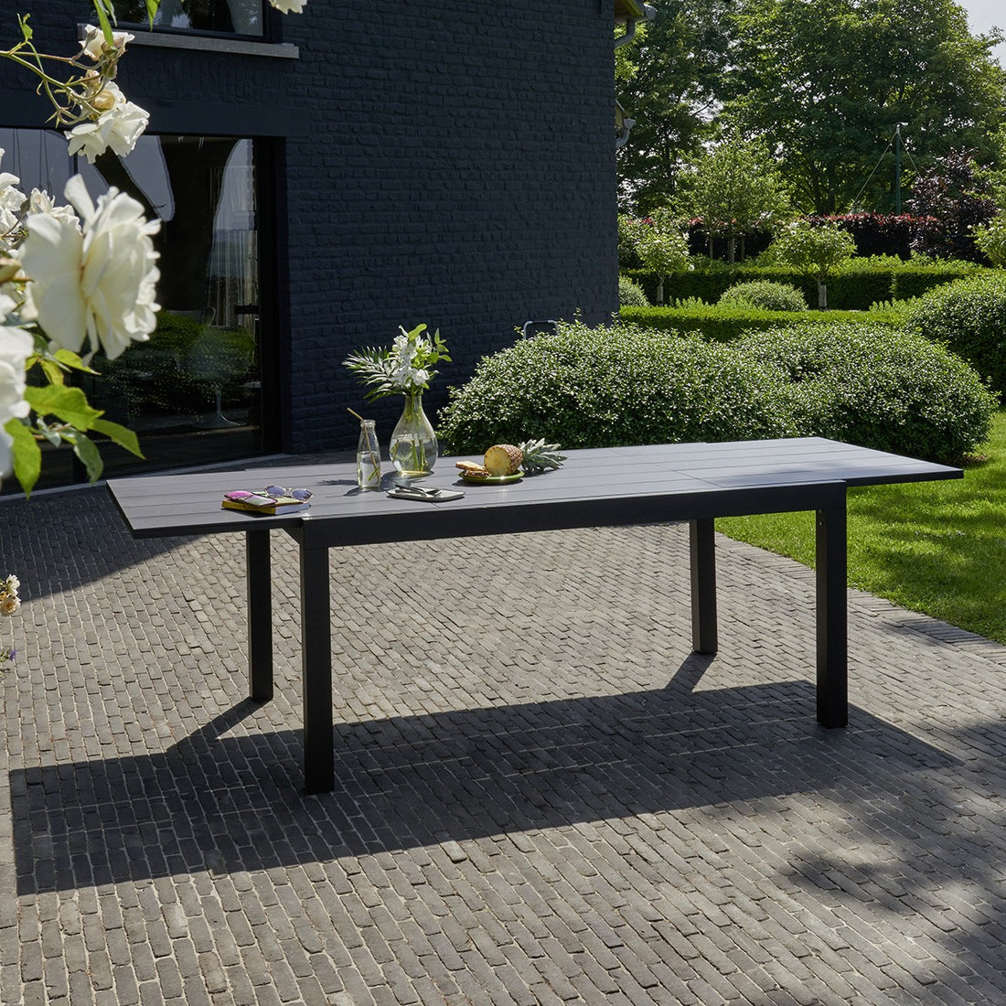 HPLSTAR - Ausziehbarer Gartentisch aus Aluminium 6/10 Sitzplätze