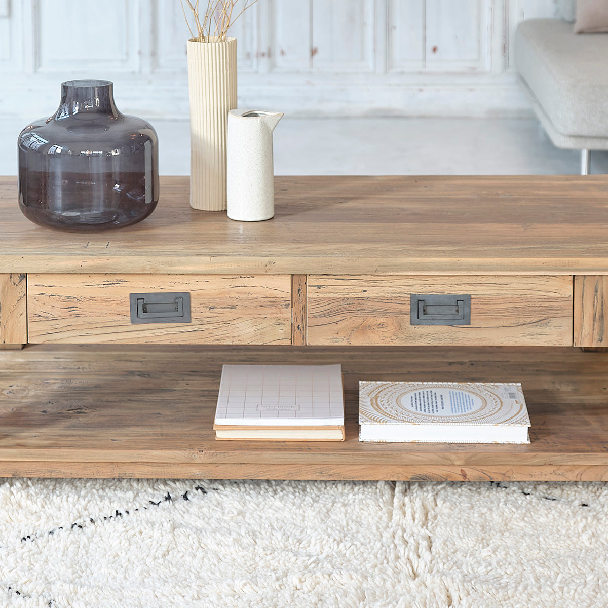 CARGO - Couchtisch aus recyceltem massivem Teakholz 120 cm