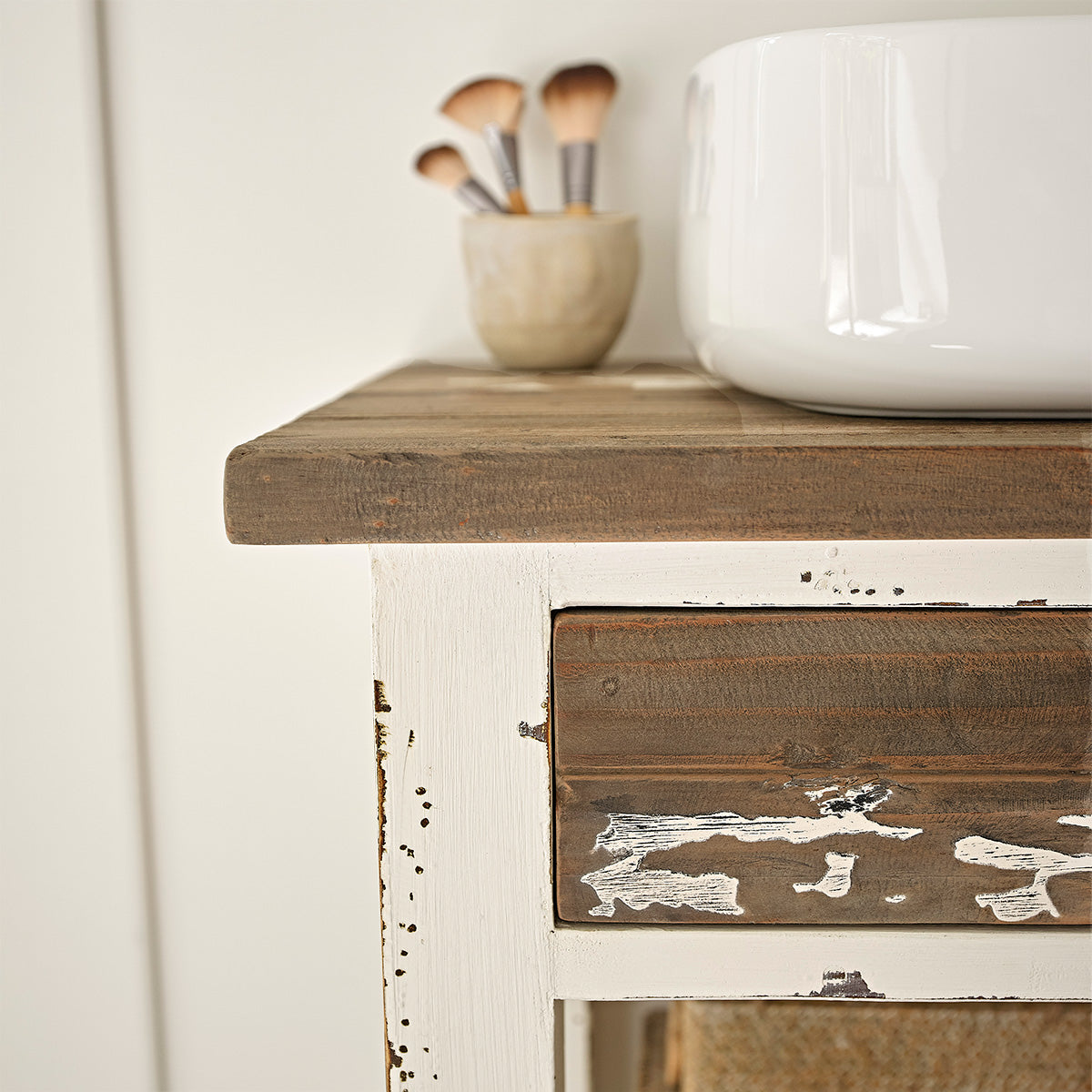 SEZANNE - Waschtischunterschrank aus recyceltem Massivholz 80 cm
